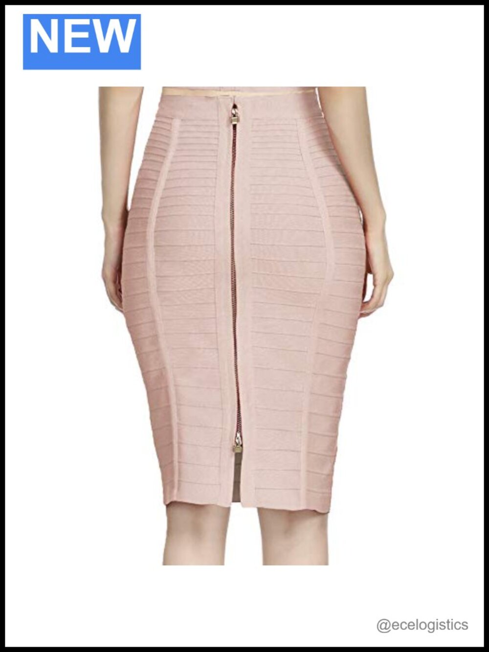 High Waist Knee Length Stripe Bandage Pencil Skirt
